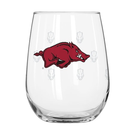 Logo Brands Arkansas 16oz Satin Etch Curved Beverage Glass 108-G16CB-10